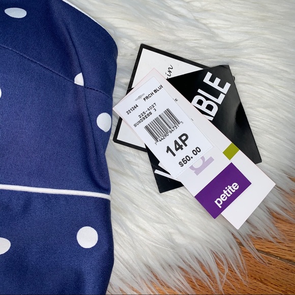 R&K Originals NWT Blue Polka Dot PETITE Sun Dress - Picture 6 of 13